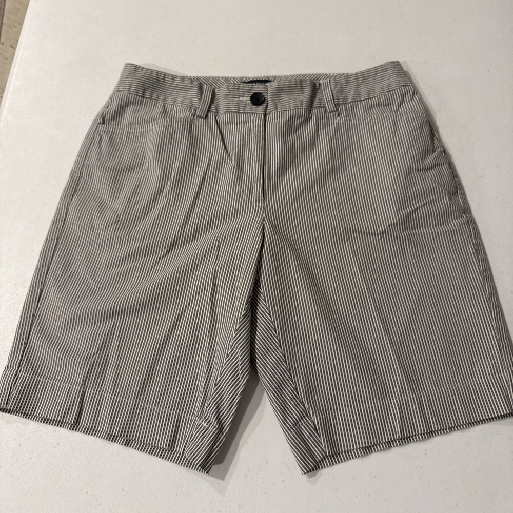 Lands End Shorts Women Black White Size 6 Fit 2 Flat Front Cotton Stretch Casual